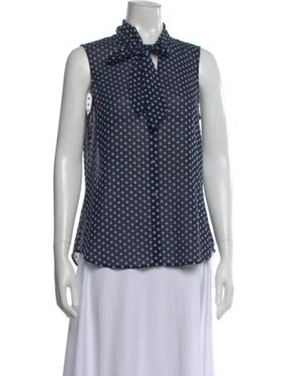 Pre-owned L'agence Polka Dot Print Tie Neck Blouse In Neutral