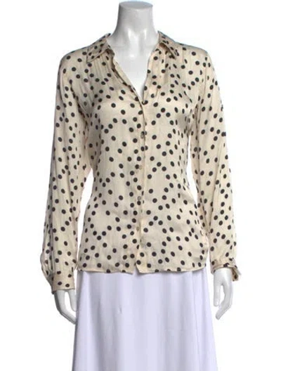 Pre-owned L'agence Polka Dot Print V-neck Blouse