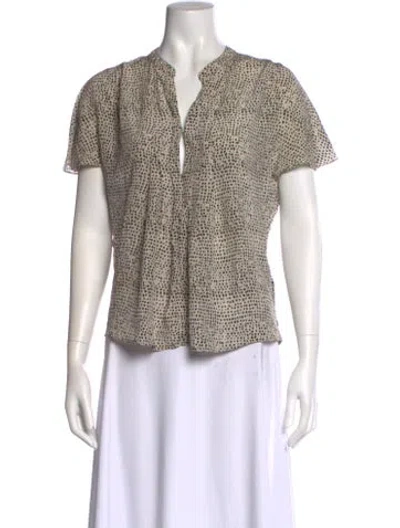 Pre-owned L'agence Polka Dot Print V-neck Blouse In Neutral