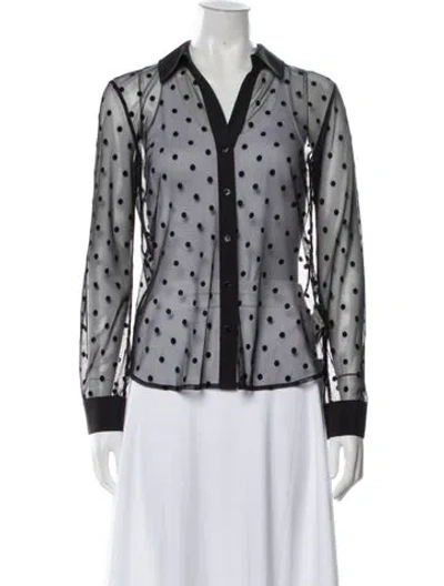 Pre-owned L'agence Polka Dot Print V-neck Blouse In White