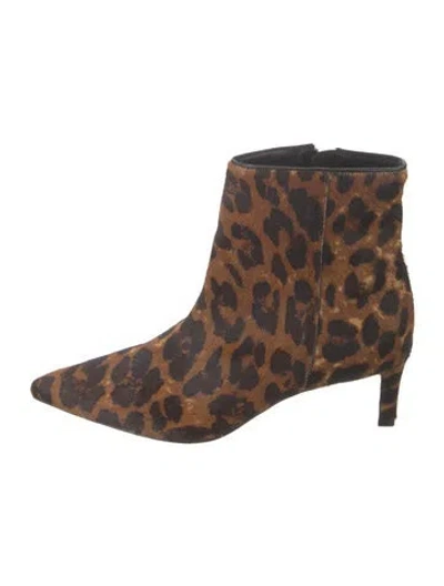 Pre-owned L'agence Ponyhair Animal Print Boots In Brown