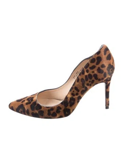 Pre-owned L'agence Ponyhair Animal Print Pumps In Brown