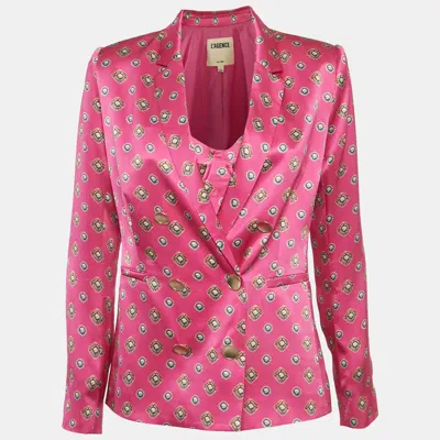 Pre-owned L'agence Print Print Silk Colin Blazer Set Xs/s In Pink
