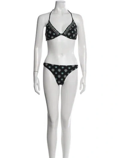 Pre-owned L'agence Printed Bikini W/ Tags In White