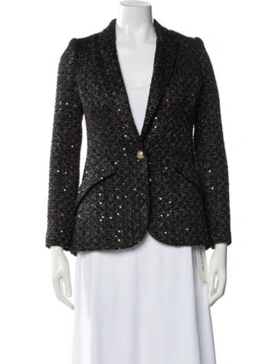 Pre-owned L'agence Printed Blazer In Black