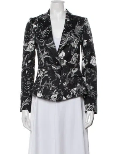 Pre-owned L'agence Printed Blazer In Black