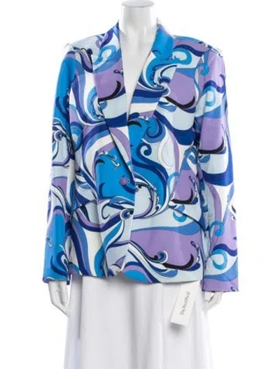 Pre-owned L'agence Printed Blazer In Blue