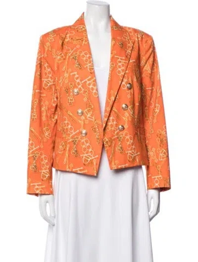 Pre-owned L'agence Printed Blazer In Orange