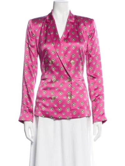 Pre-owned L'agence Printed Blazer In Pink