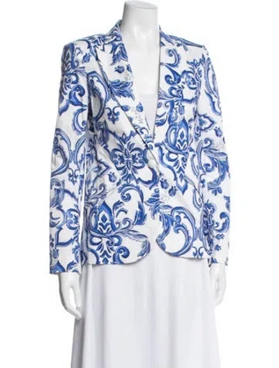Pre-owned L'agence Printed Blazer In White
