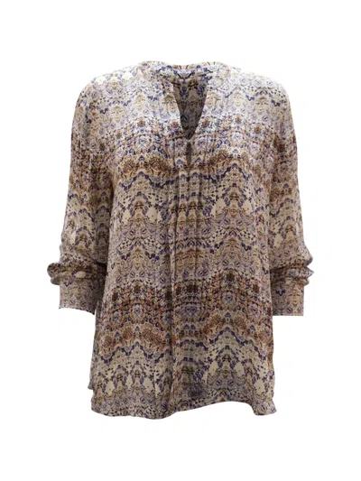 Pre-owned L'agence Printed Blouse In Neutral