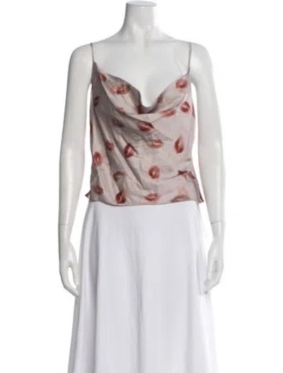 Pre-owned L'agence Printed Cowl Neck Top In Multi