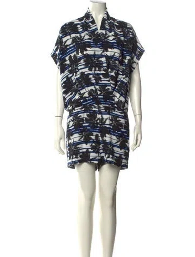 Pre-owned L'agence Printed Crew Neck Romper In Multi