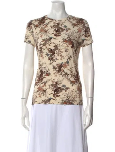 Pre-owned L'agence Printed Crew Neck Top In Neutral