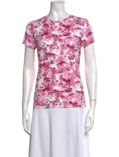 Pre-owned L'agence Printed Crew Neck Top In Pink
