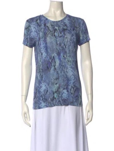 Pre-owned L'agence Printed Crew Neck T-shirt In Blue