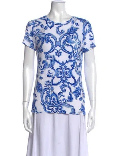 Pre-owned L'agence Printed Crew Neck T-shirt In Blue