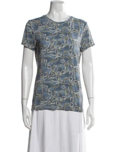 Pre-owned L'agence Printed Crew Neck T-shirt In Blue