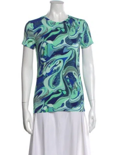 Pre-owned L'agence Printed Crew Neck T-shirt In Green