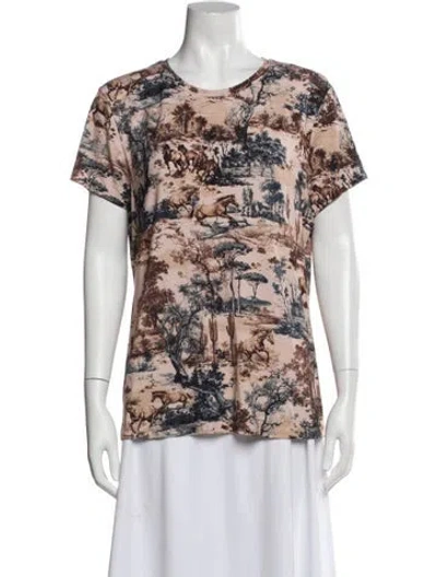 Pre-owned L'agence Printed Crew Neck T-shirt In Multi