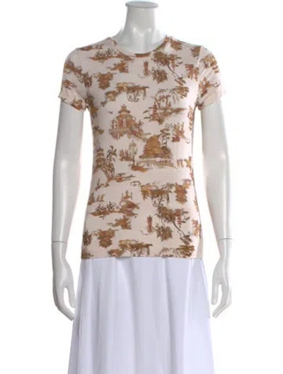 Pre-owned L'agence Printed Crew Neck T-shirt In Neutral