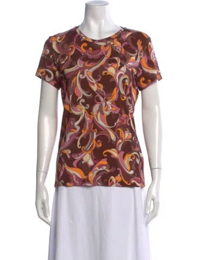 Pre-owned L'agence Printed Crew Neck T-shirt In Neutral