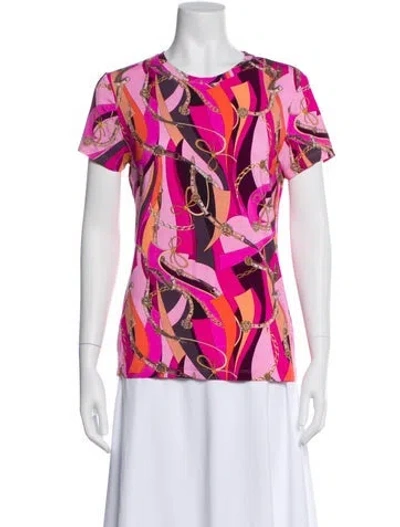 Pre-owned L'agence Printed Crew Neck T-shirt In Pink