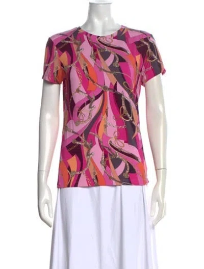 Pre-owned L'agence Printed Crew Neck T-shirt In Pink
