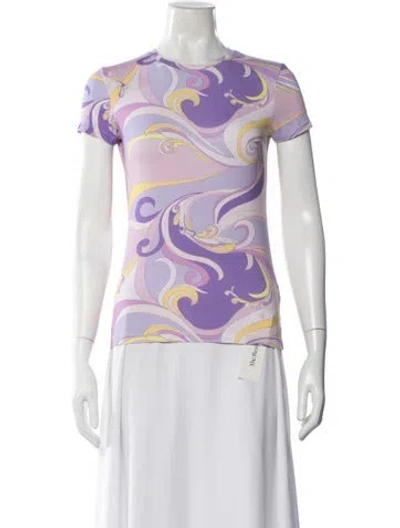 Pre-owned L'agence Printed Crew Neck T-shirt In Purple