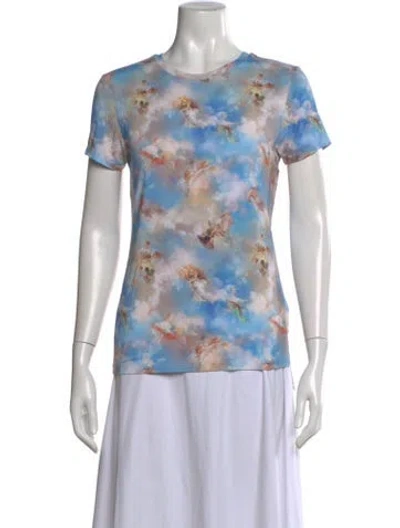 Pre-owned L'agence Printed Crew Neck T-shirt W/ Tags In Blue