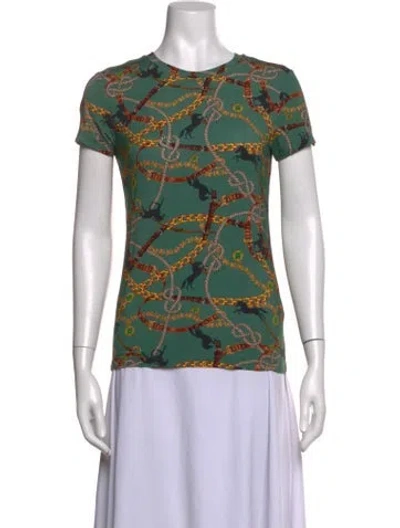 Pre-owned L'agence Printed Crew Neck T-shirt W/ Tags In Green