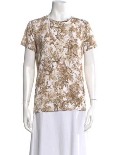 Pre-owned L'agence Printed Crew Neck T-shirt W/ Tags In Neutral