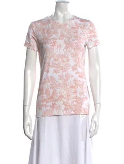 Pre-owned L'agence Printed Crew Neck T-shirt In White
