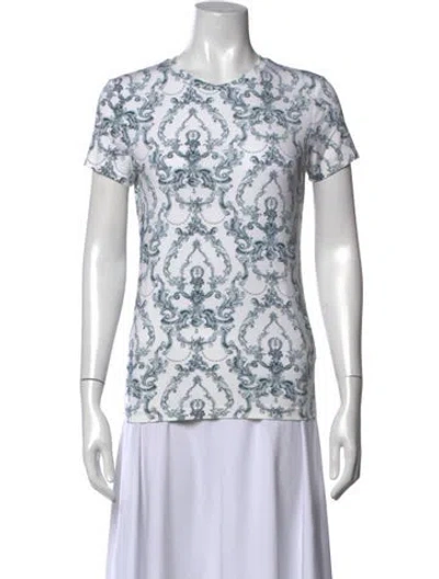 Pre-owned L'agence Printed Crew Neck T-shirt In White