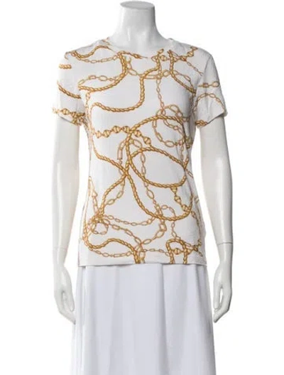 Pre-owned L'agence Printed Crew Neck T-shirt In White