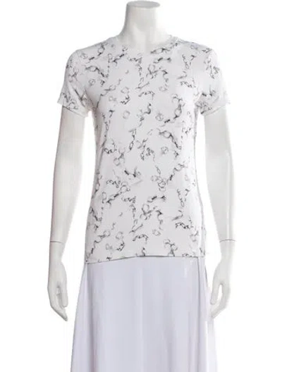 Pre-owned L'agence Printed Crew Neck T-shirt In White