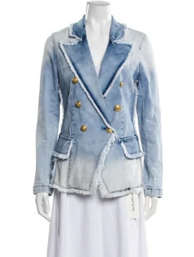 Pre-owned L'agence Printed Denim Jacket In Blue
