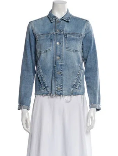 Pre-owned L'agence Printed Denim Jacket In Blue