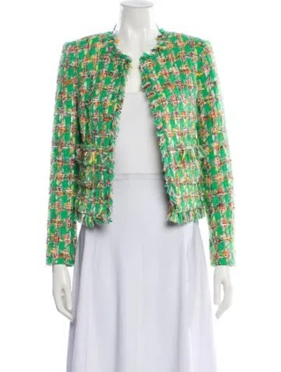 Pre-owned L'agence Printed Evening Jacket In Green