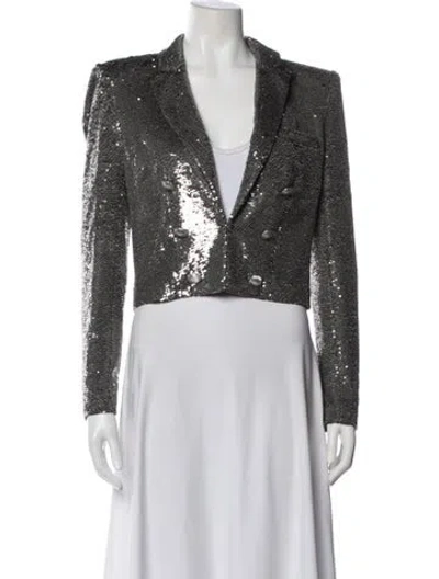 Pre-owned L'agence Printed Evening Jacket In Silver