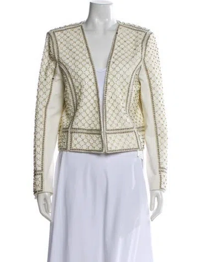 Pre-owned L'agence Printed Evening Jacket W/ Tags In White