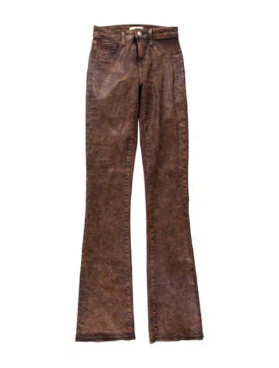 Pre-owned L'agence Printed Flared Pants In Brown