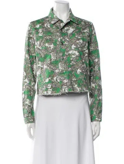 Pre-owned L'agence Printed Jacket In Green