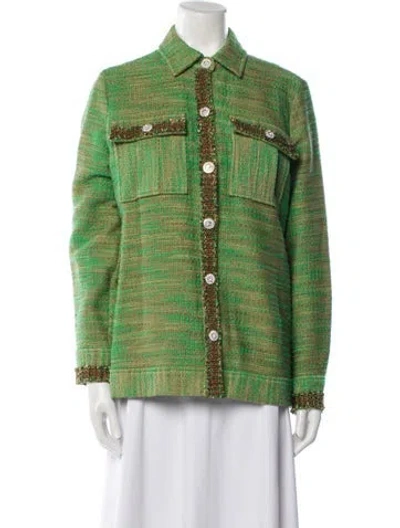 Pre-owned L'agence Printed Jacket In Green