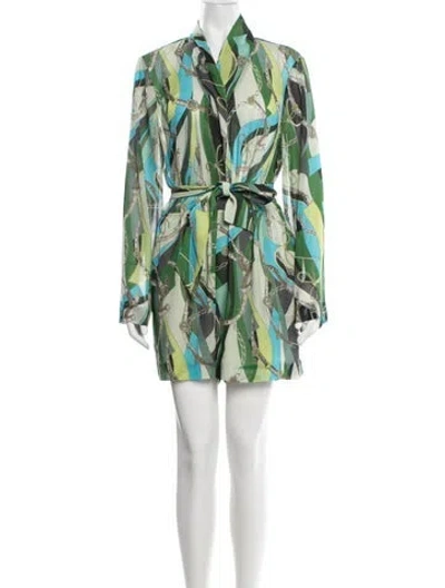 Pre-owned L'agence Printed Jumpsuit In Green