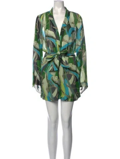 Pre-owned L'agence Printed Jumpsuit In Green
