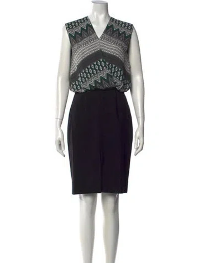 Pre-owned L'agence Printed Knee-length Dress In Black