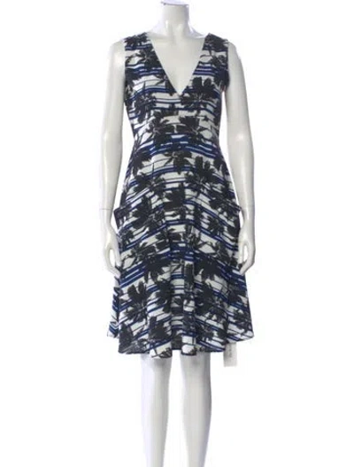 Pre-owned L'agence Printed Knee-length Dress In Blue