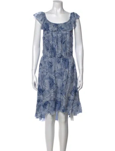 Pre-owned L'agence Printed Knee-length Dress In Blue