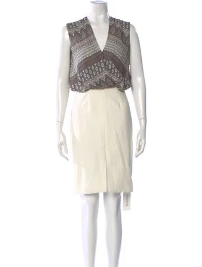 Pre-owned L'agence Printed Knee-length Dress In White